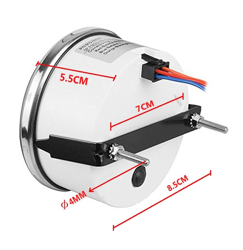 SAMDO 85mm Marine Tachometer Car Truck Boat Tacho Gauge with Hour Meter Waterproof 8000 RPM 12V 24V - Image 2